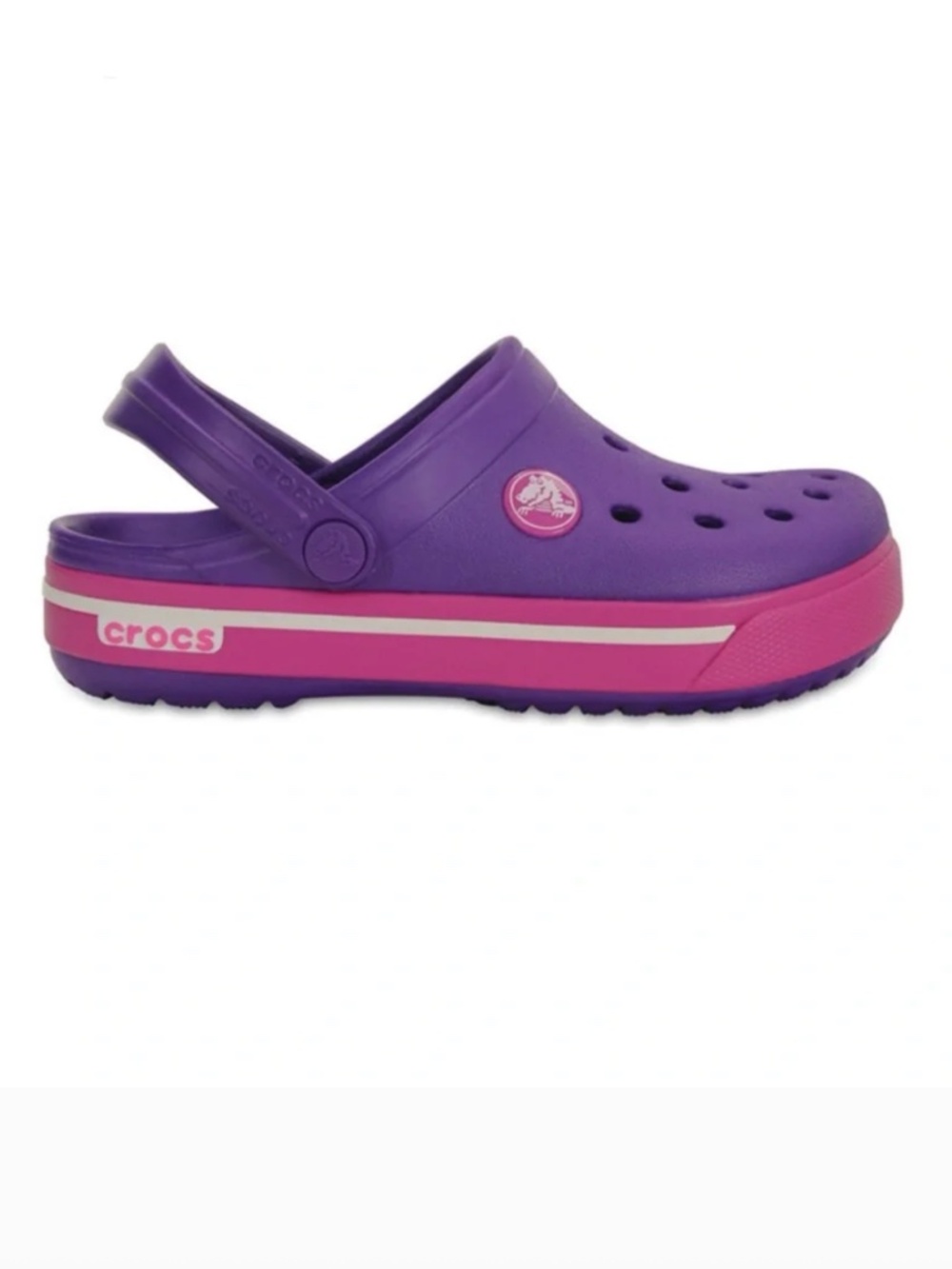 Crocs Girls Purple Pink Lightweight Comfort Crocband Clog Sandals Synthetic J 3